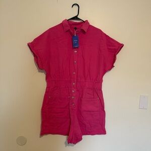 Women's Pink Button-Up Jumpsuit